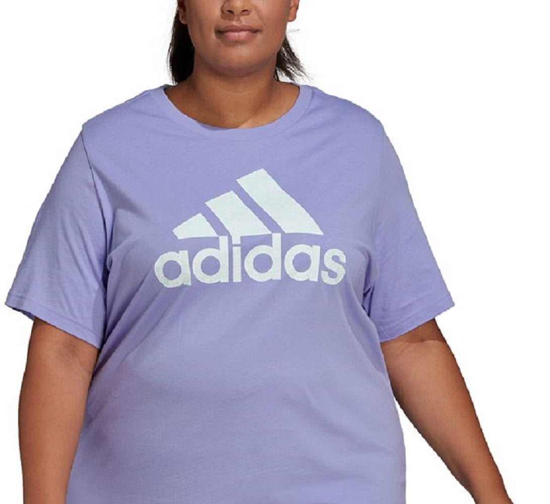 adidas Women's Floral Logo Graphic T-Shirt Purple Size 1X