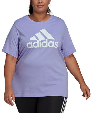 adidas Women's Floral Logo Graphic T-Shirt Purple Size 2X