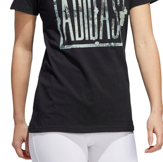adidas Women's Cotton Mossy Spellout T-Shirt Black Size Medium