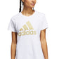 adidas Women's Metallic Cotton Logo T-Shirt White Size Small