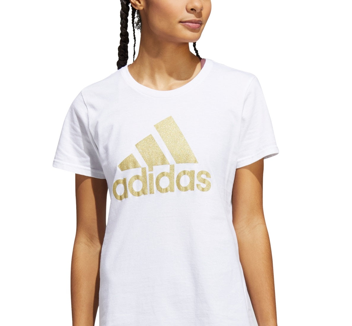 adidas Women's Metallic Cotton Logo T-Shirt White Size Small
