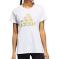 adidas Women's Metallic Cotton Logo T-Shirt White Size Medium