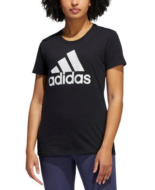 adidas Women's Metallic Cotton Logo T-Shirt Black Size Large