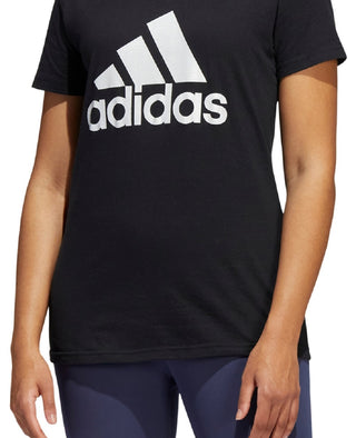 adidas Women's Metallic Cotton Logo T-Shirt Black Size Large