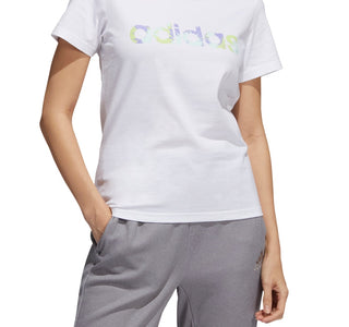 adidas Women's Cotton Tie Dye Logo T-Shirt White Size Large