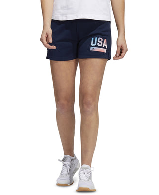 adidas Women's Americana Drawstring Shorts Blue Size Small