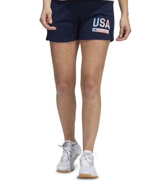 adidas Women's Americana Drawstring Shorts Blue Size Small