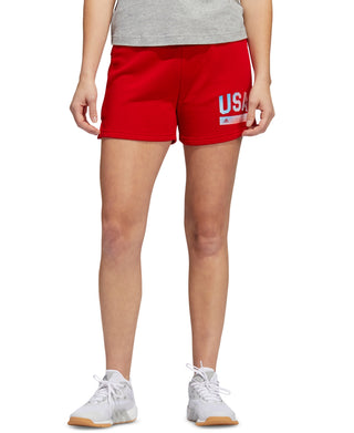 adidas Women's Americana Drawstring Shorts Red Size Large
