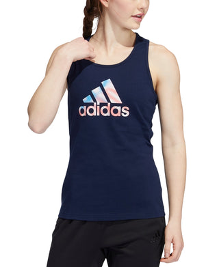 adidas Women's Cotton Logo Americana Tank Top Blue Size Small