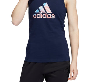 adidas Women's Cotton Logo Americana Tank Top Blue Size Small
