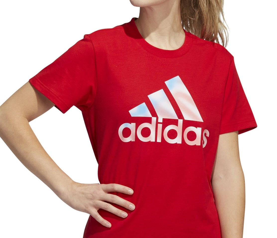 adidas Women's Americana Logo T-Shirt Red Size Large