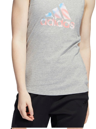 adidas Women's Cotton Logo Americana Tank Top Gray Size Large