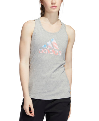 adidas Women's Cotton Logo Americana Tank Top Gray Size Large