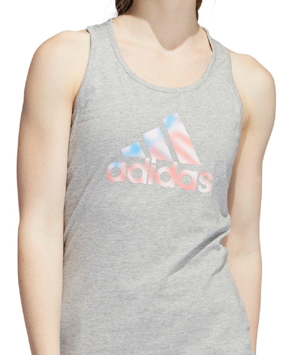 adidas Women's Cotton Logo Americana Tank Top Gray Size Medium