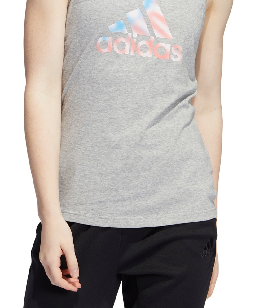 adidas Women's Cotton Logo Americana Tank Top Gray Size Medium