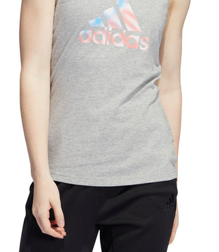 adidas Women's Cotton Logo Americana Tank Top Gray Size Medium