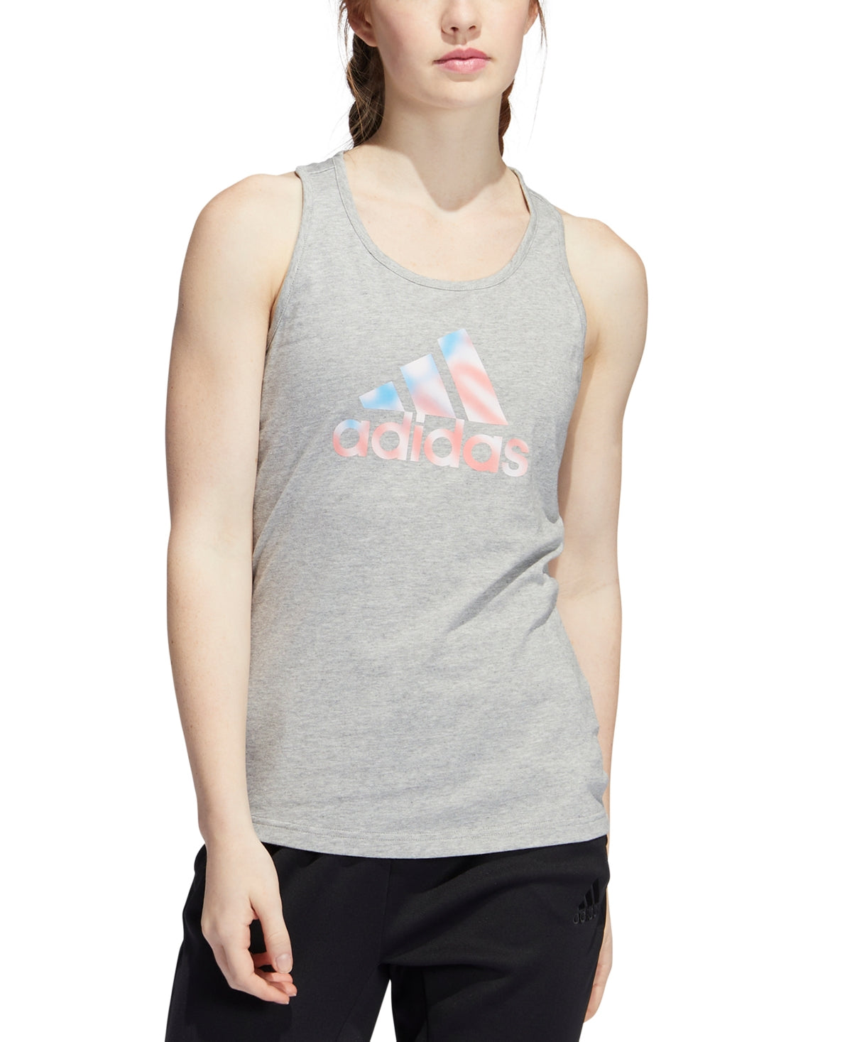 adidas Women's Cotton Logo Americana Tank Top Gray Size Medium