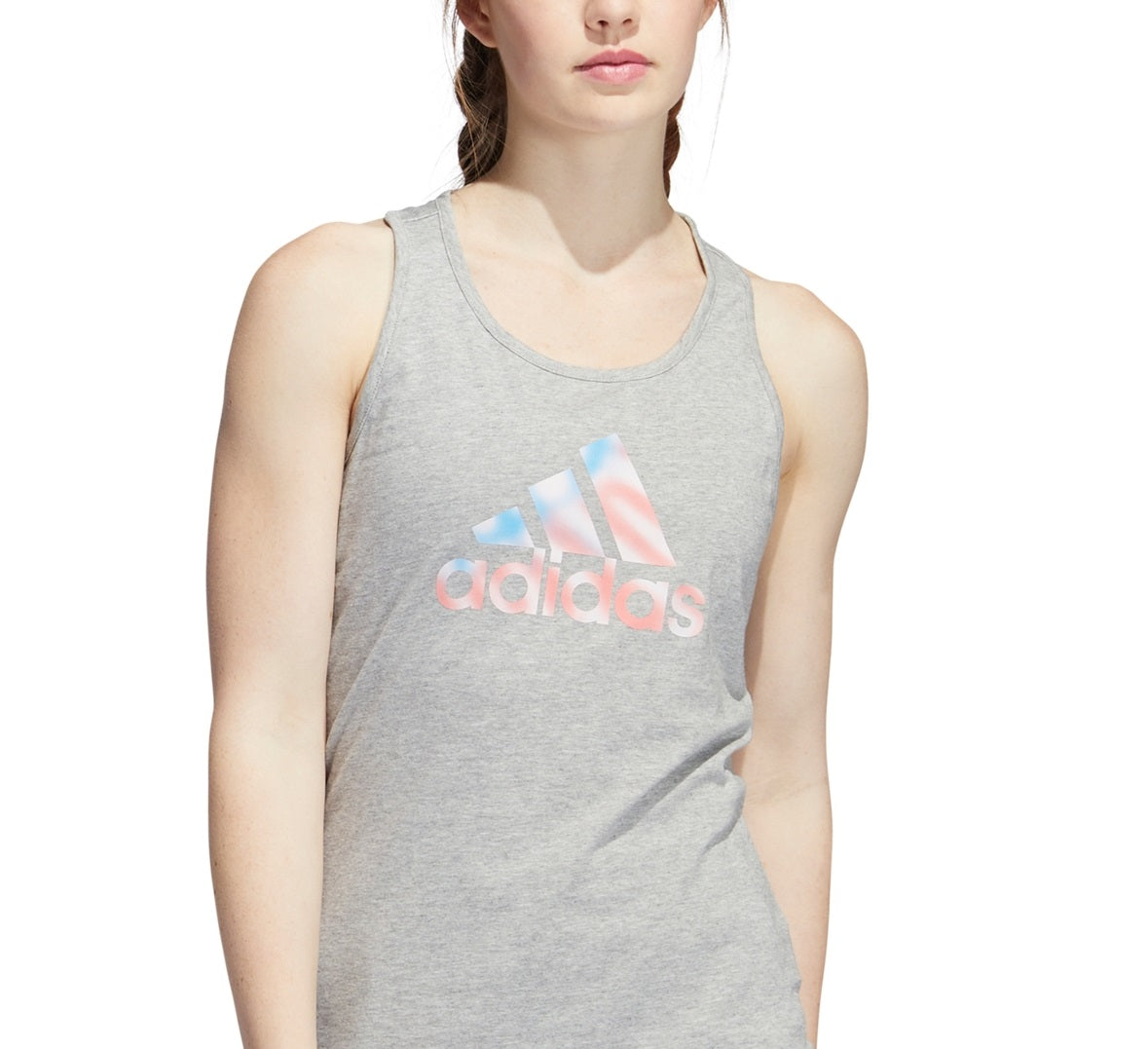 adidas Women's Cotton Logo Americana Tank Top Gray Size Small