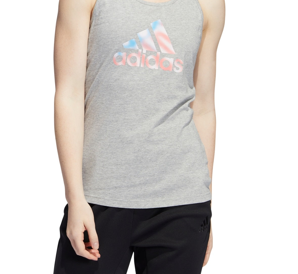 adidas Women's Cotton Logo Americana Tank Top Gray Size Small
