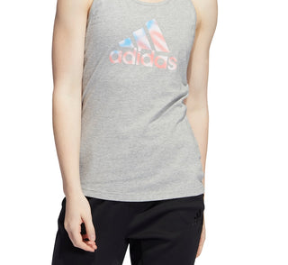 adidas Women's Cotton Logo Americana Tank Top Gray Size Small