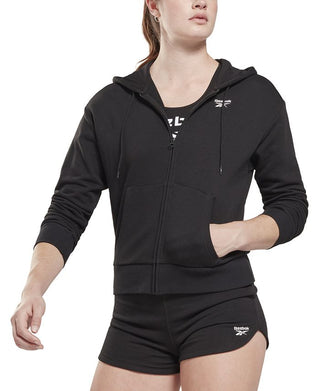 Reebok Women's French Terry Zip Front Hoodie Black Size Medium