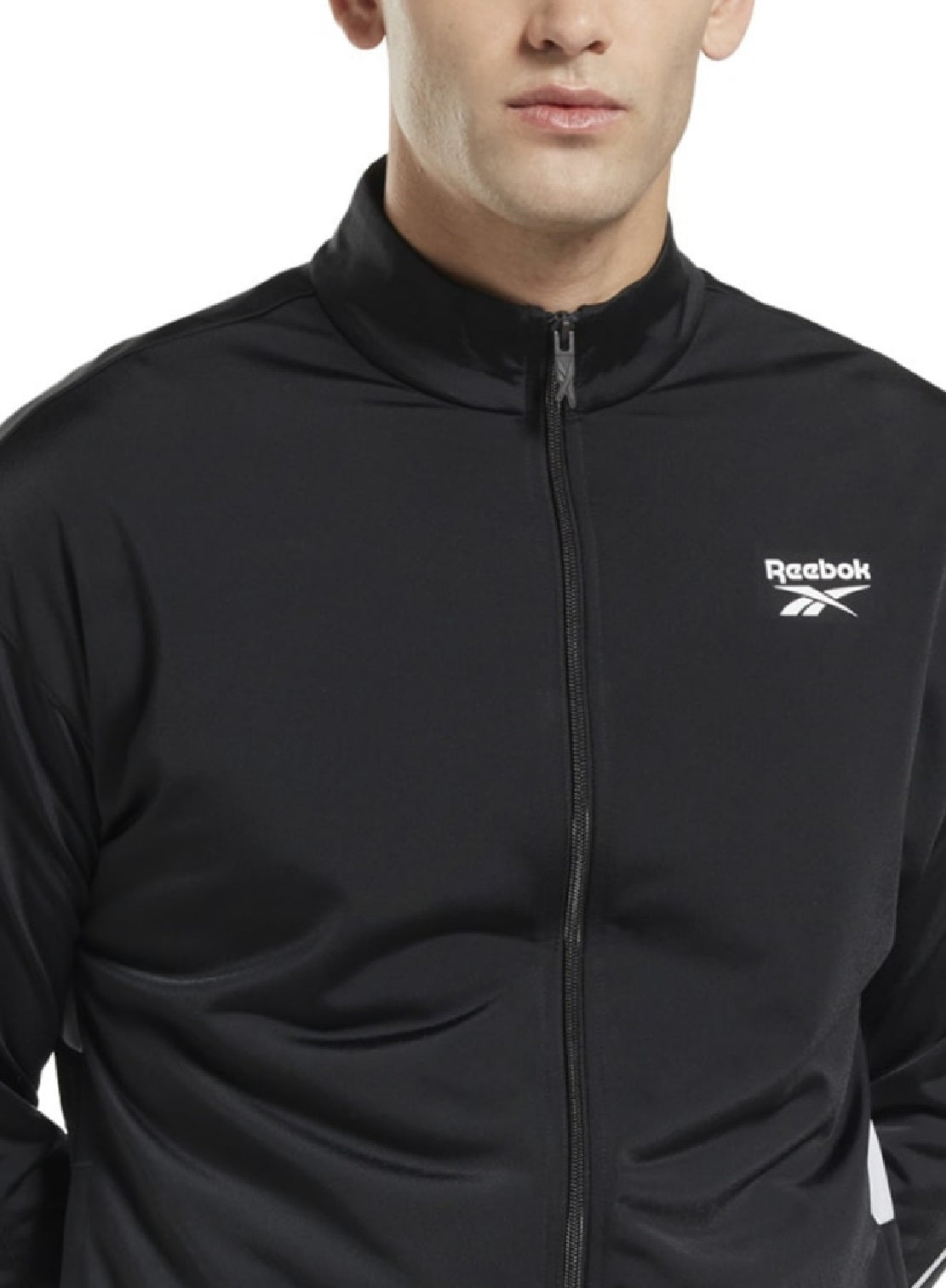 Reebok Men's Regular Fit Pieced Colorblocked Track Jacket Black Size Large