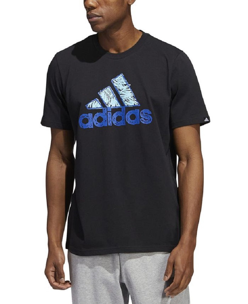 adidas Men's Sketch Logo T-Shirt Black Size Large