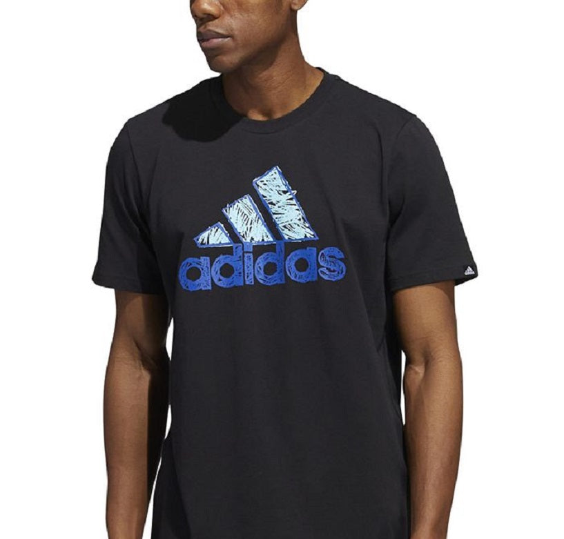 adidas Men's Sketch Logo T-Shirt Black Size Large
