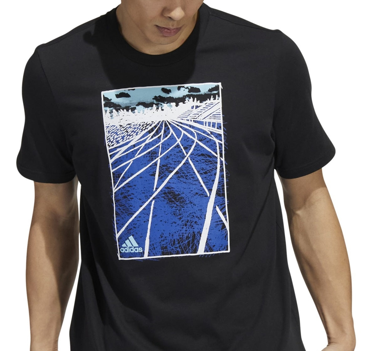 adidas Men's Sketch Track T-Shirt Black Size X-Large