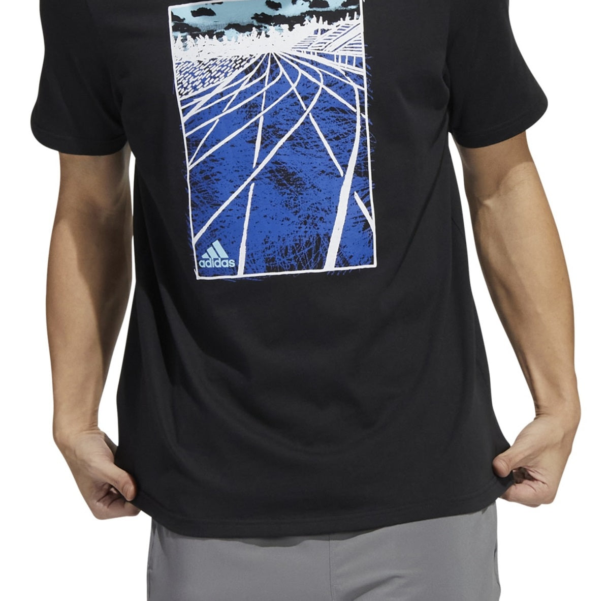 adidas Men's Sketch Track T-Shirt Black Size X-Large
