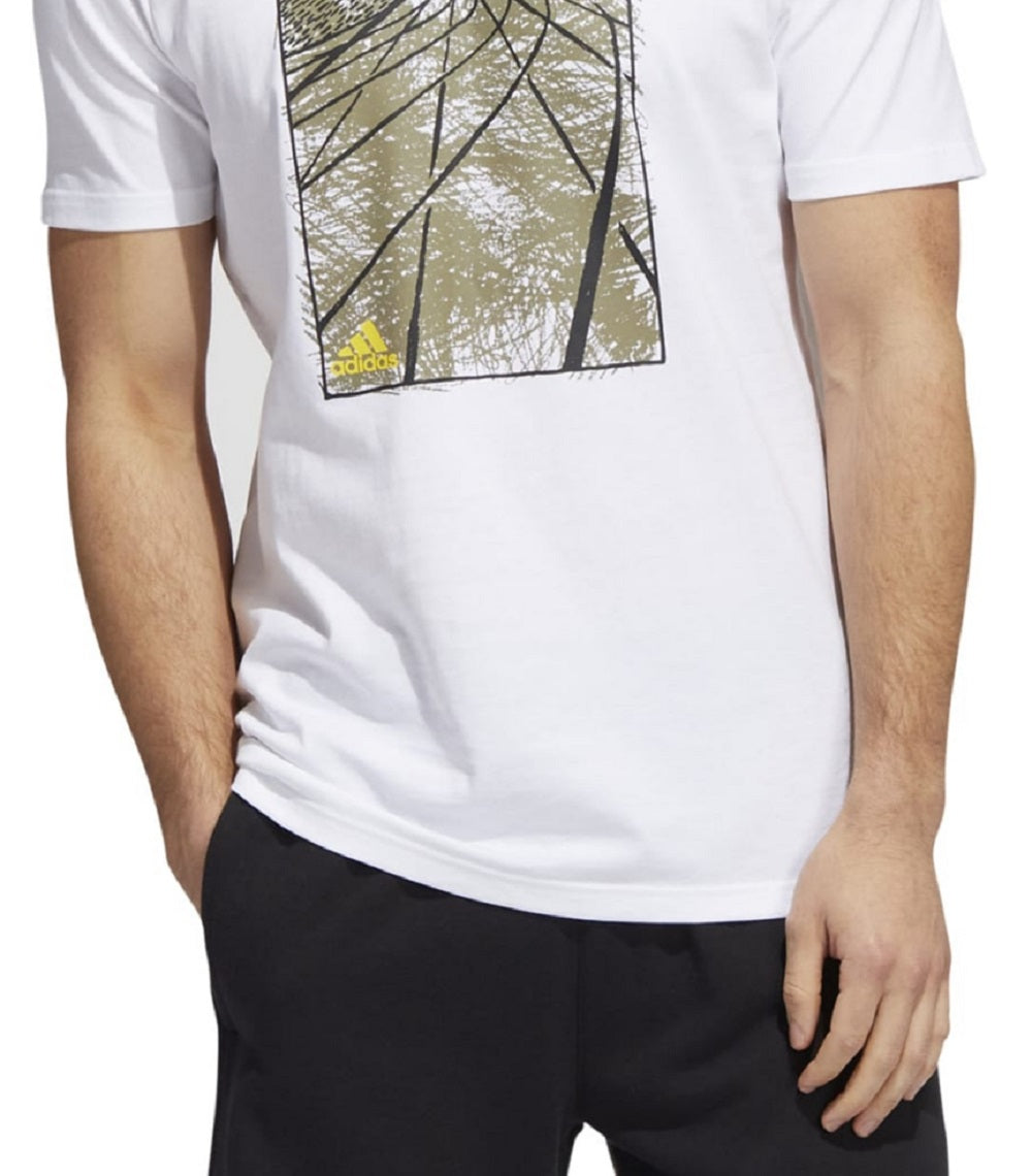 adidas Men's Sketch Track Graphic T-Shirt White Size Medium