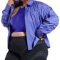 CARDI B X REEBOK Women's Twill Button Up Shirt Purple Size 2X