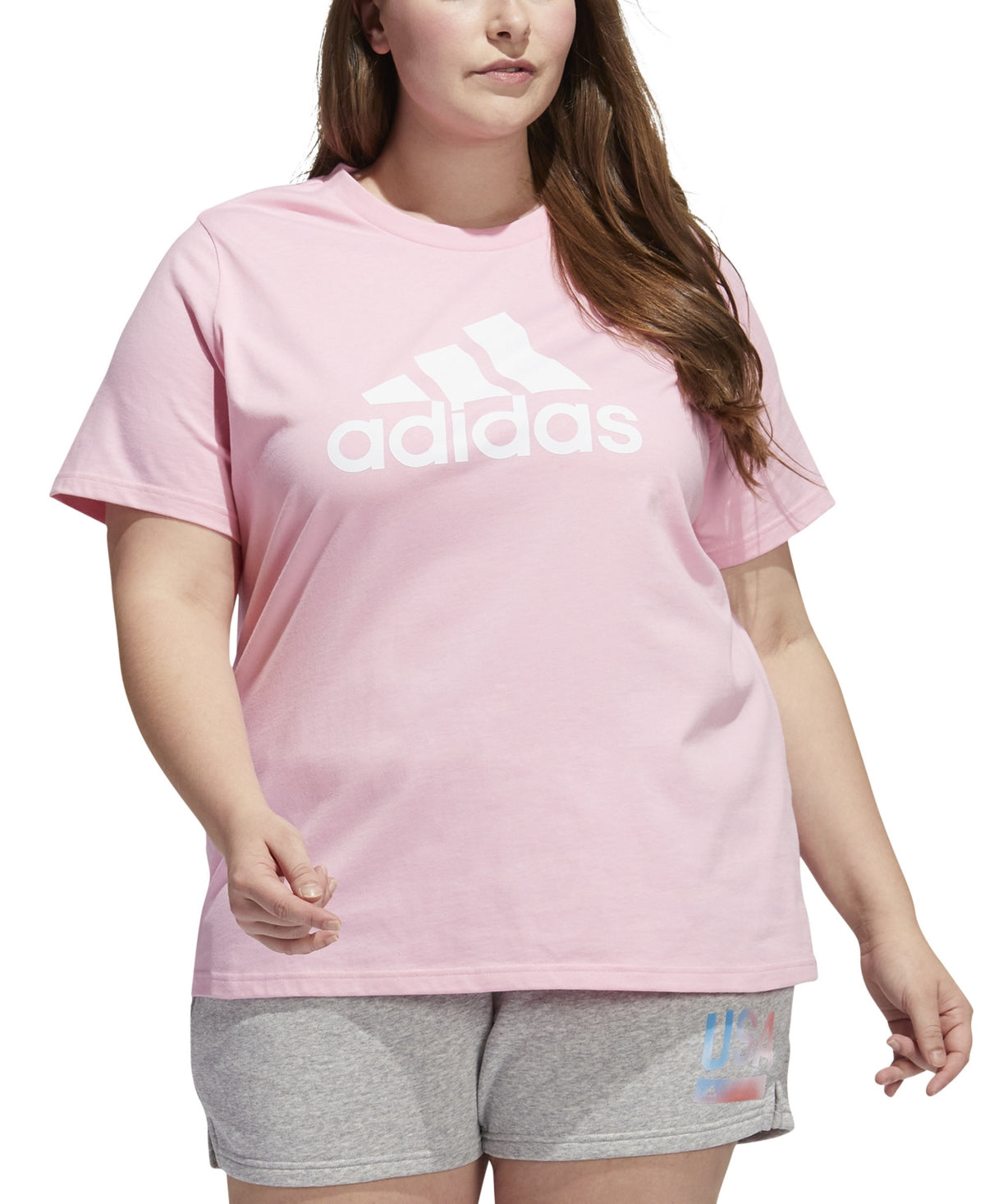 adidas Women's Cotton Logo T-Shirt Pink Size 1X