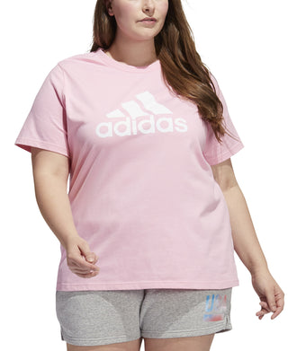 adidas Women's Cotton Logo T-Shirt Pink Size 1X