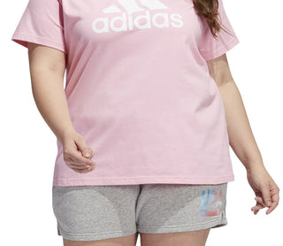 adidas Women's Cotton Logo T-Shirt Pink Size 1X