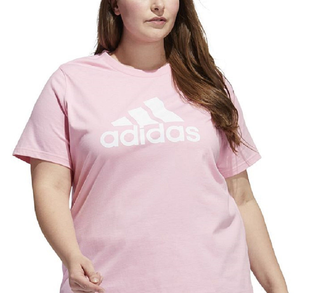 adidas Women's Cotton Logo T-Shirt Pink Size 2X