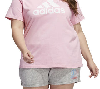 adidas Women's Cotton Logo T-Shirt Pink Size 2X