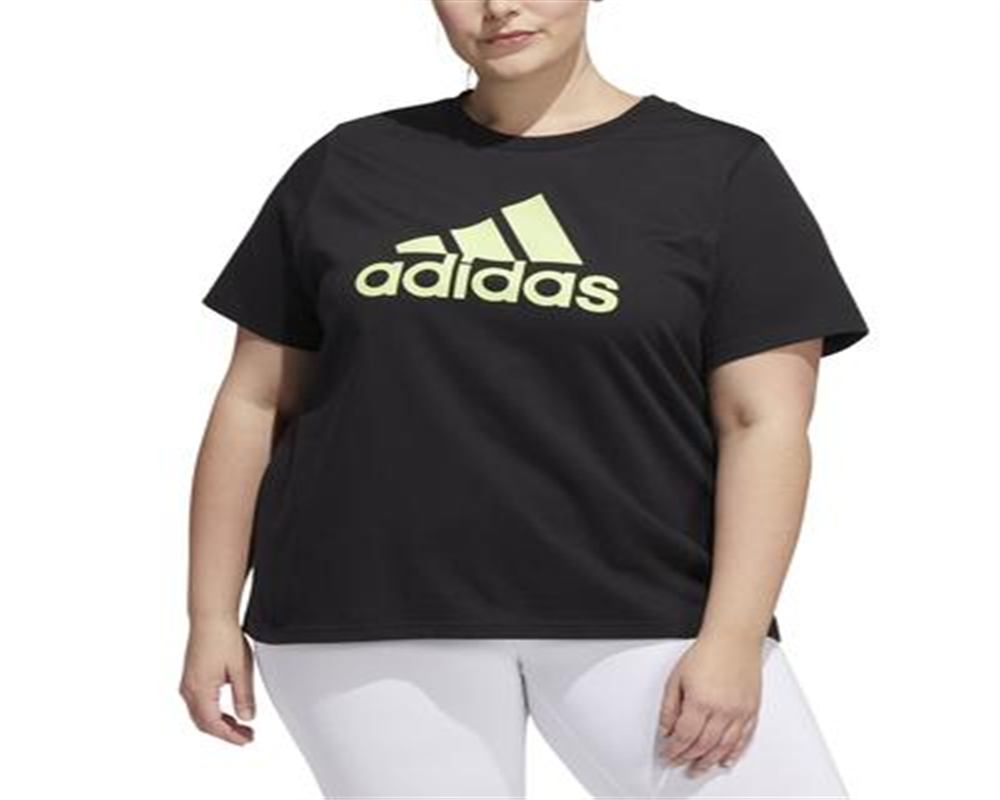 adidas Women's Cotton Logo T-Shirt Black Size 4X