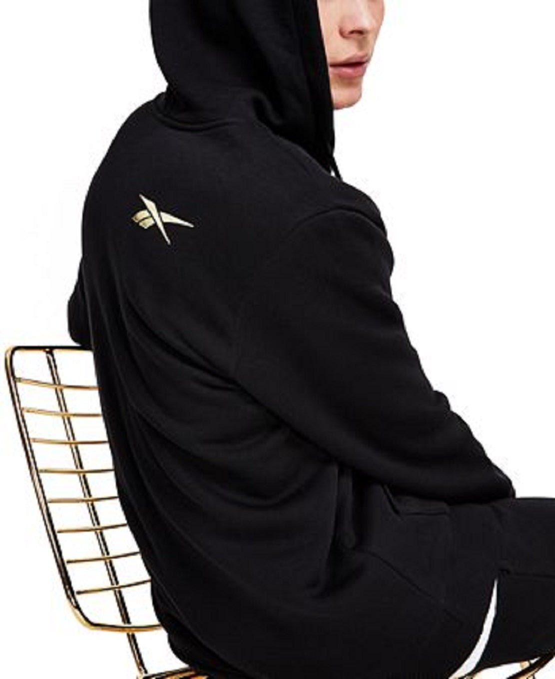 Reebok Men's Identity Fleece Logo Full Zip Hoodie Black Size Large