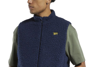 Reebok Men's Cord Sherpa-Fleece Vest Blue Size Large