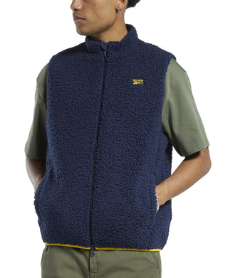 Reebok Men's Reversible Cord Sherpa-Fleece Vest Blue Size M
