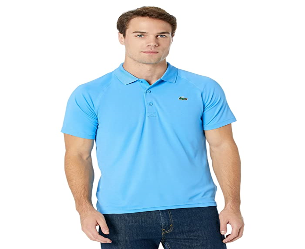 Lacoste Men's Short Sleeve Sport Breathable Run Resistant Interlock Polo Shirt Blue Size M