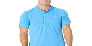 Lacoste Men's Short Sleeve Sport Breathable Run Resistant Interlock Polo Shirt Blue Size M