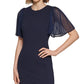 Calvin Klein Women's Chiffon Sleeve Sheath Dress Blue Size 4