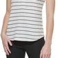 Calvin Klein Women's Striped Cap Sleeve Henley White Size X-Large