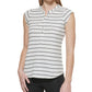 Calvin Klein Women's Striped Cap Sleeve Henley White Size X-Large