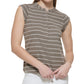 Calvin Klein Women's Striped Cap Sleeve Henley White Size X-Large