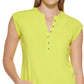 Calvin Klein Women's Cap Sleeve Henley Green Size X-Large