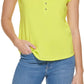Calvin Klein Women's Cap Sleeve Henley Green Size X-Large