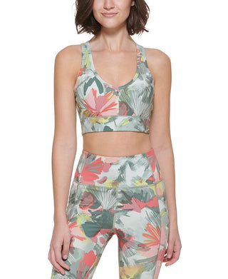 Calvin Klein Women's Medium Impact Longline Sports Bra Green Size Large